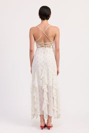 Ruffled Wrap Maxi Dress With Cross Back