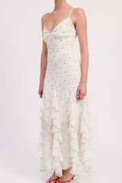 Ruffled Wrap Maxi Dress With Cross Back