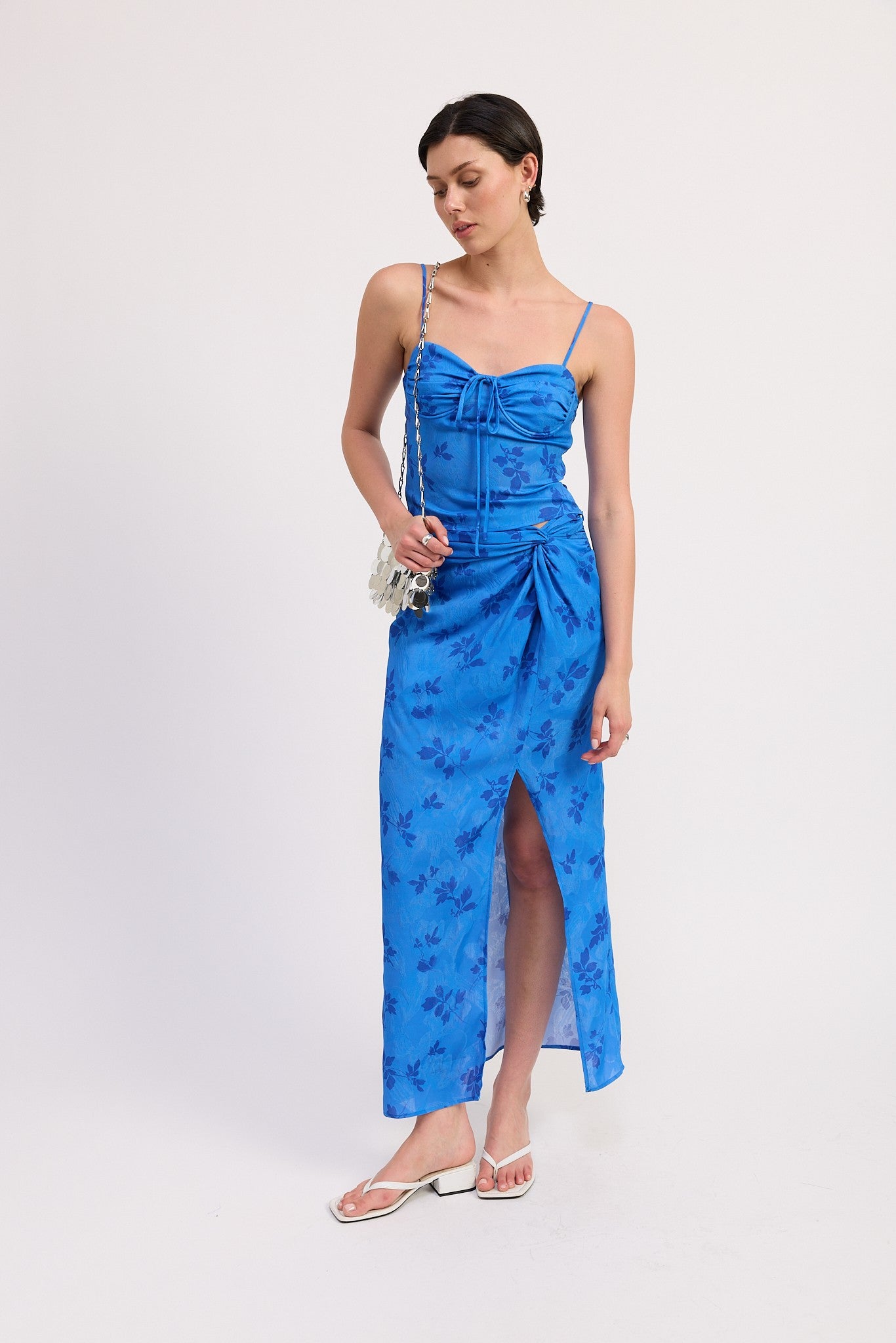 Floral Corset Style Top With Spaghetti Straps