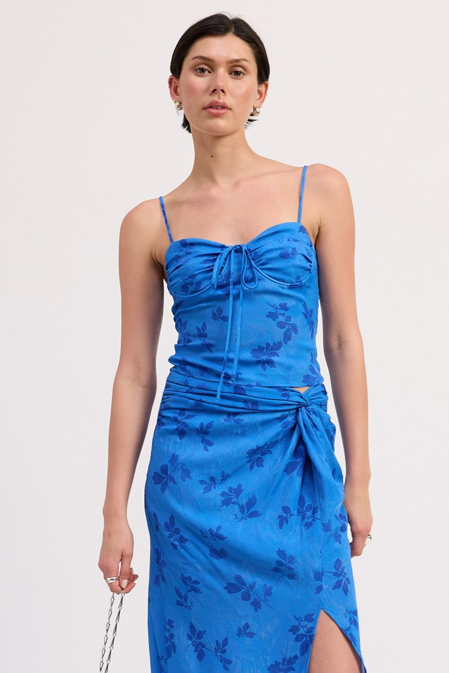 Floral Corset Style Top With Spaghetti Straps