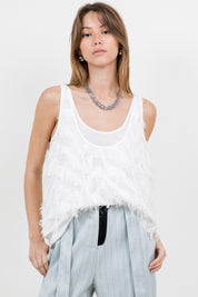 Textured Fringe Double Layer Tank Top