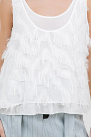 Textured Fringe Double Layer Tank Top