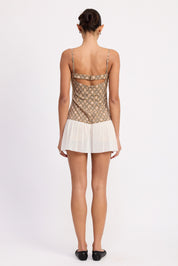 Plaid Ruched Mini Dress With Contrast Trim