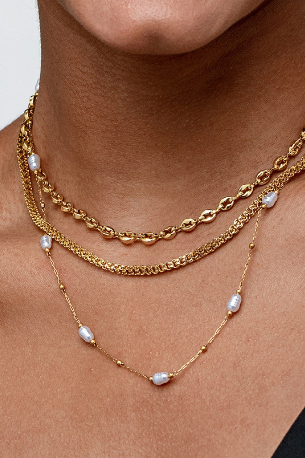 Triple Layered Chunky Chain Necklace