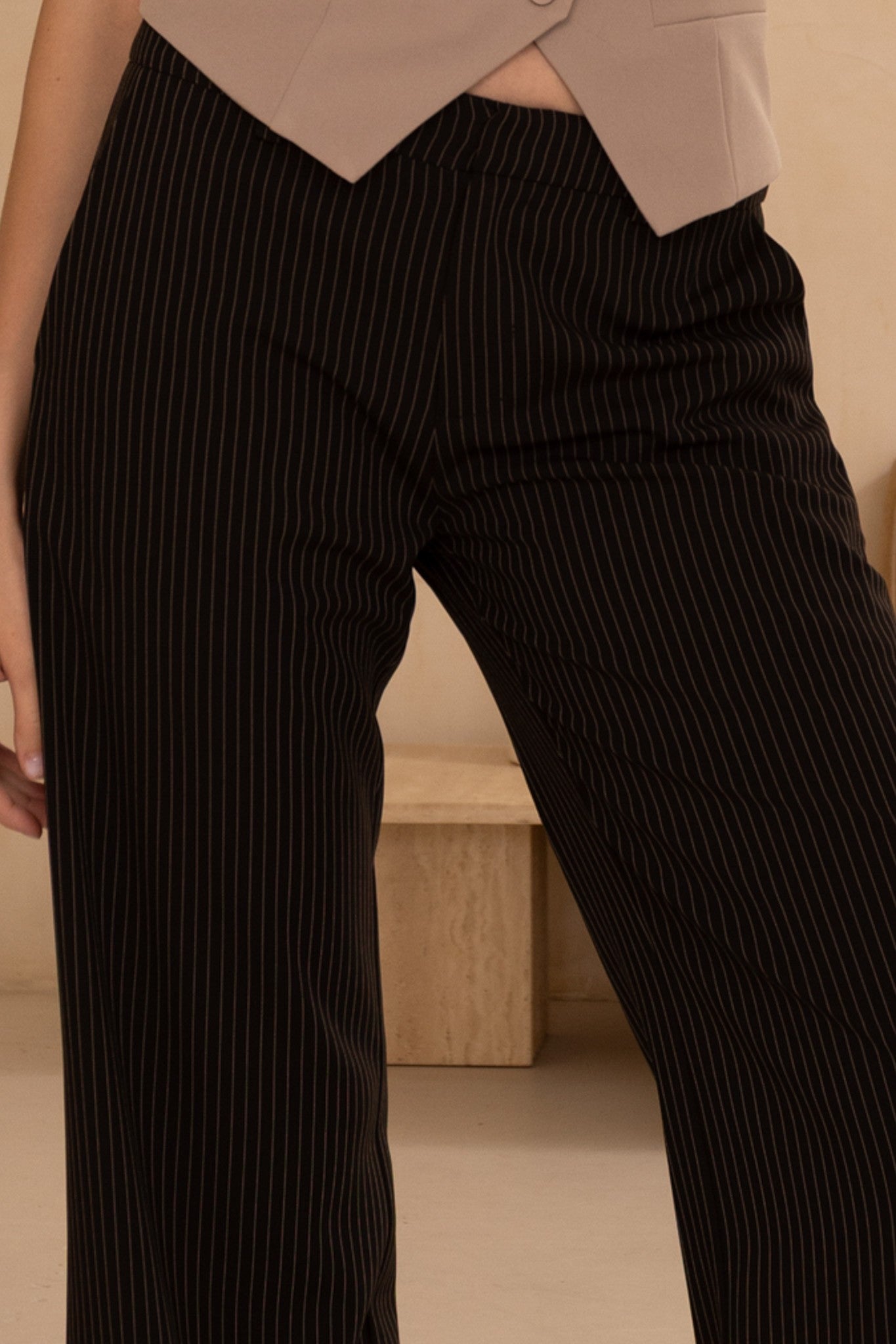 Ladies Woven Striped Low Rise Pinstripe Pants