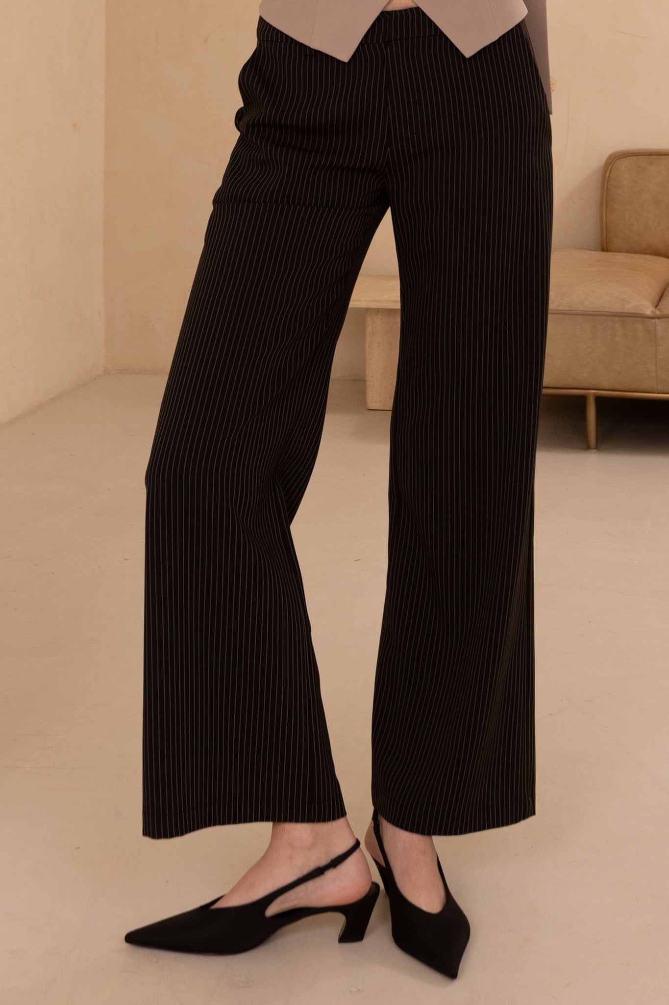 Ladies Woven Striped Low Rise Pinstripe Pants