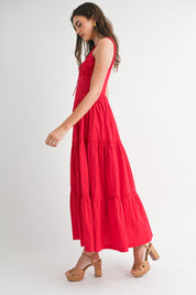 Ruched Bust And Strap Detail Midi Dress