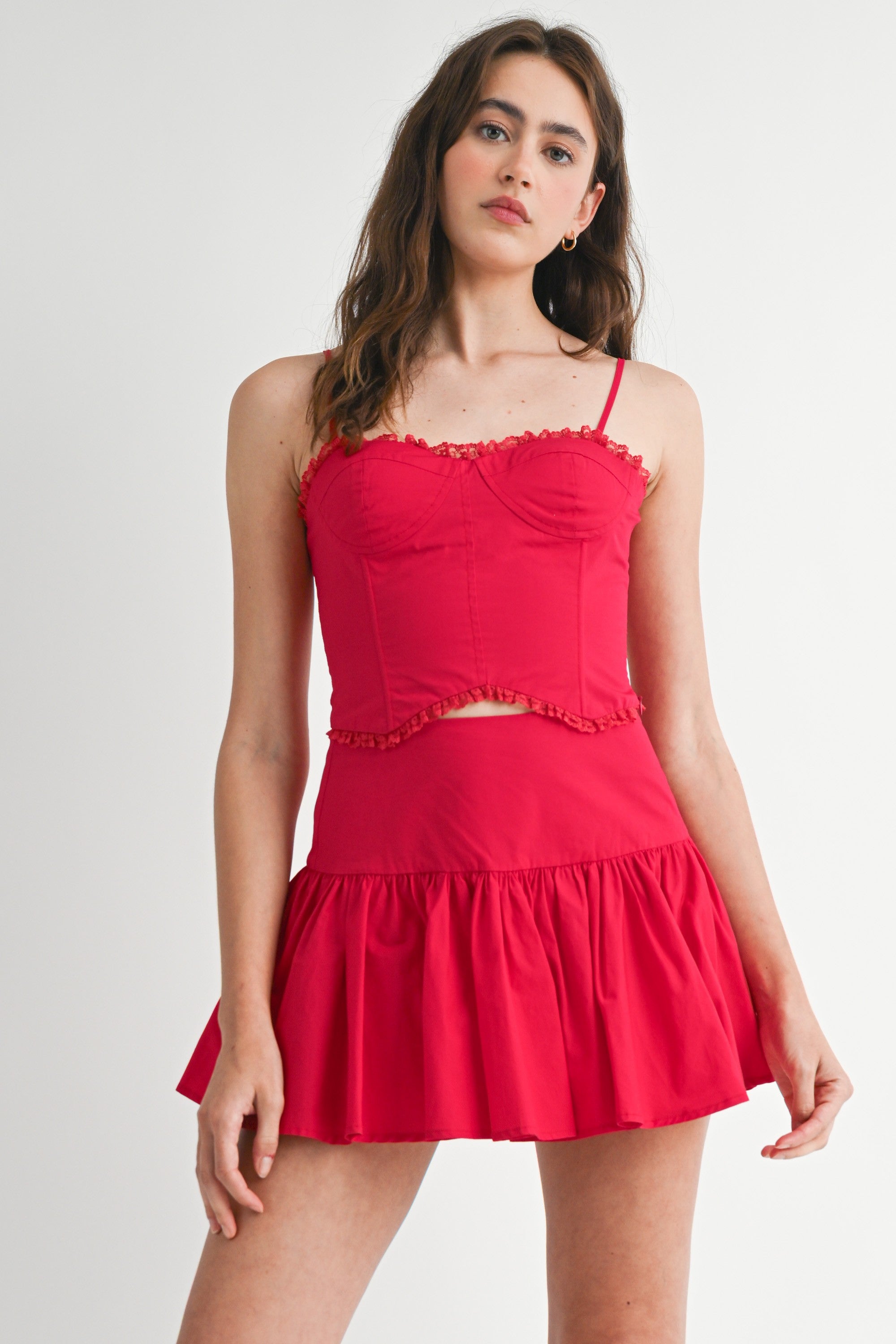 Back Lace Up Bustier Top And Mini Skirt Set