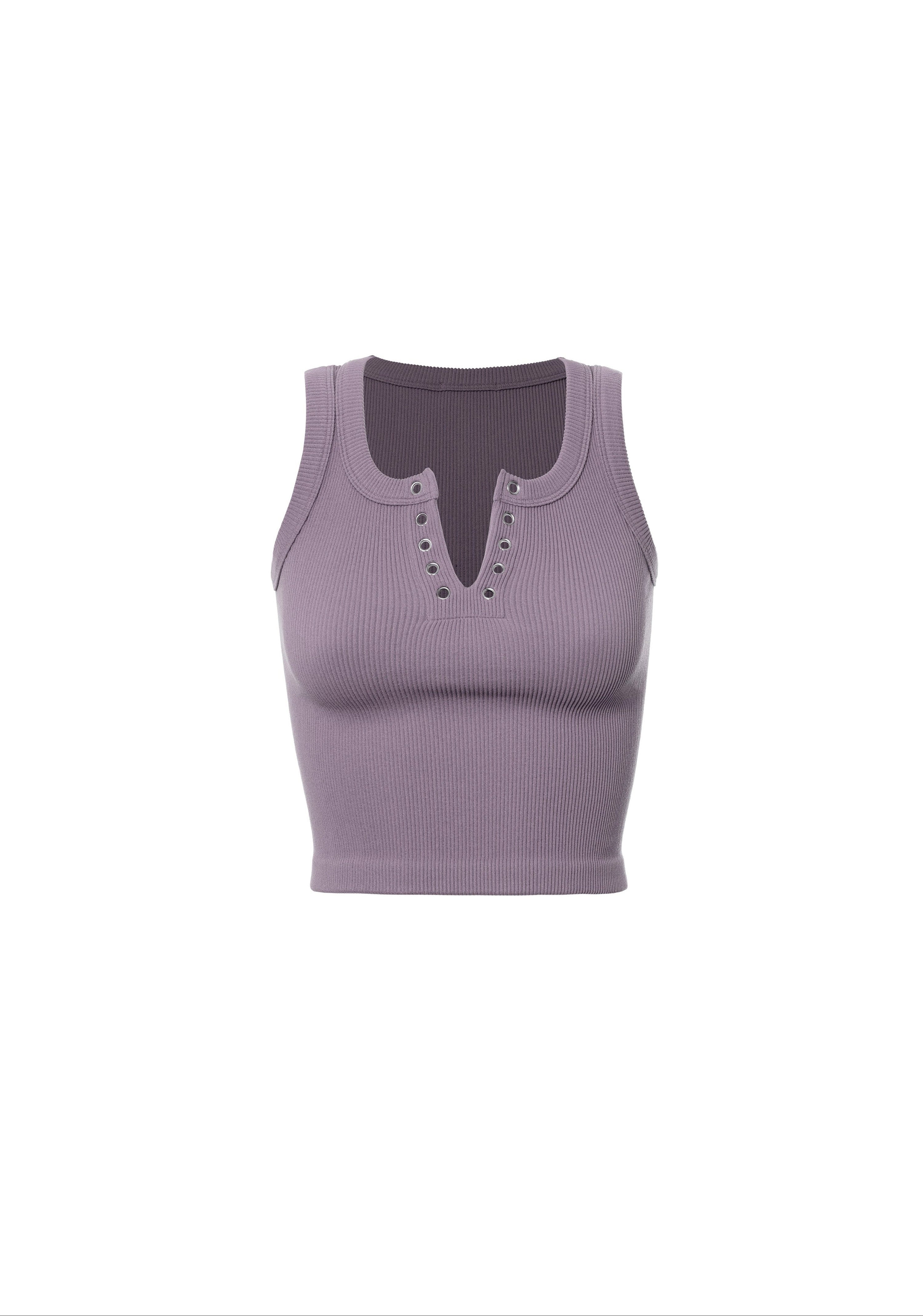 Lilac Ribbed Grommet Crop Tank