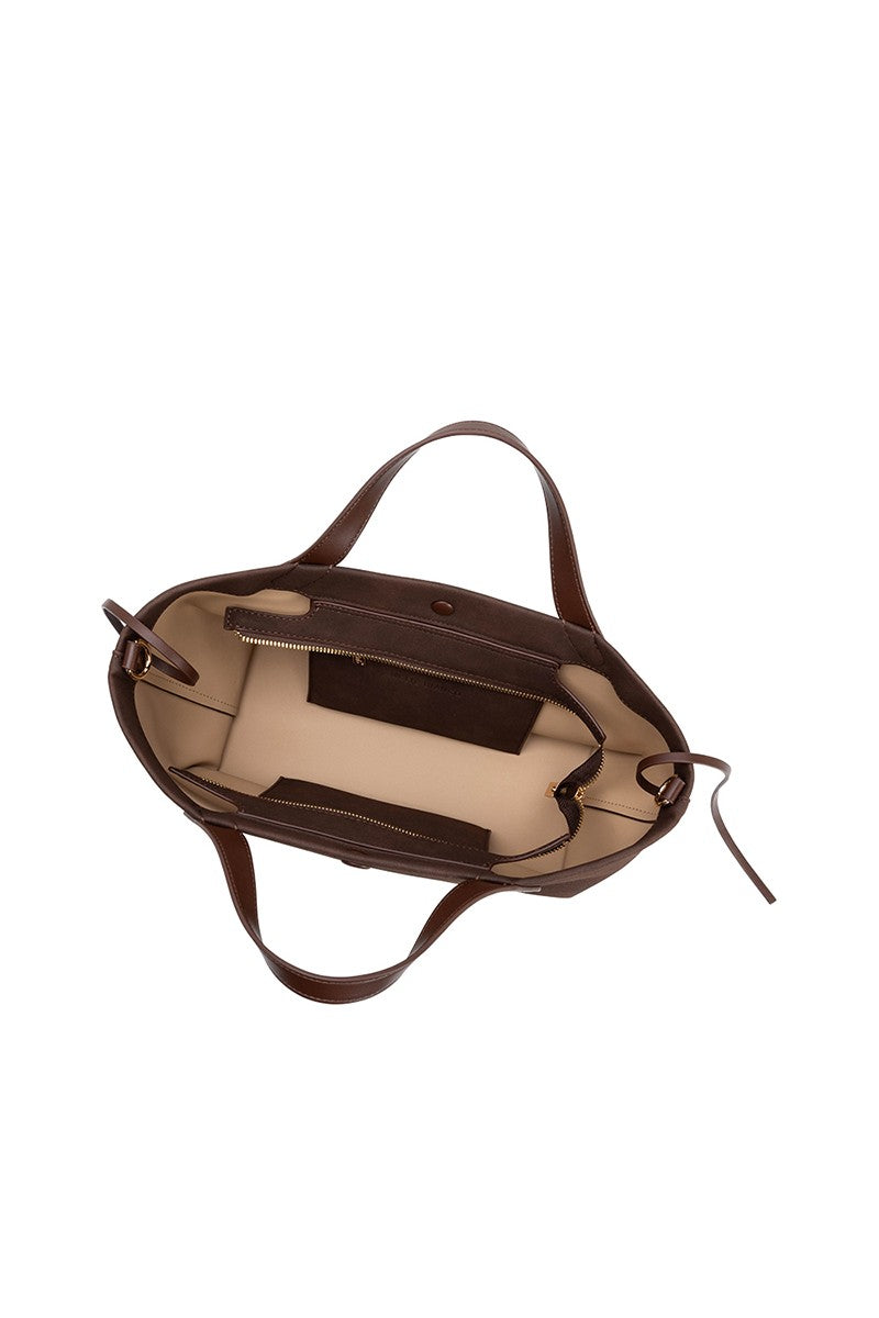 Jill Chocolate Recycled Vegan Suede Tote Bag