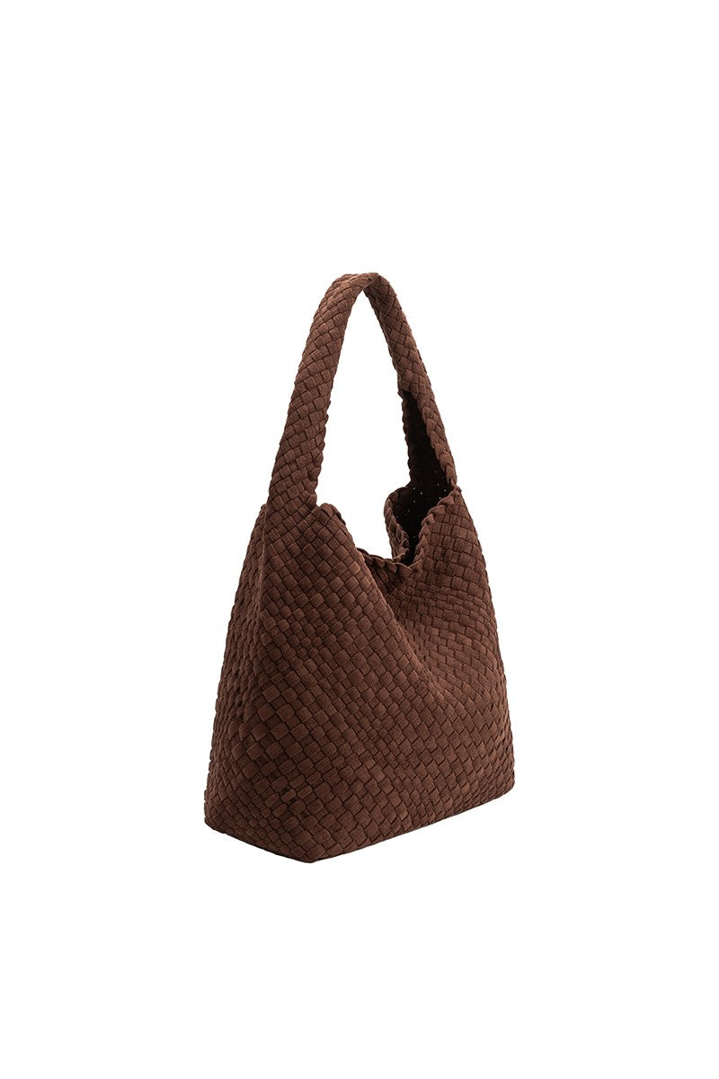 Johanna Tobacco Suede Vegan Leather Shoulder Bag