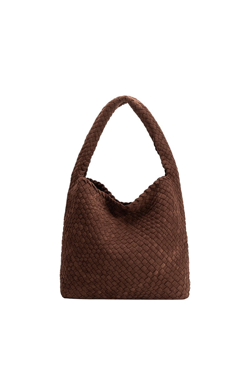 Johanna Tobacco Suede Vegan Leather Shoulder Bag