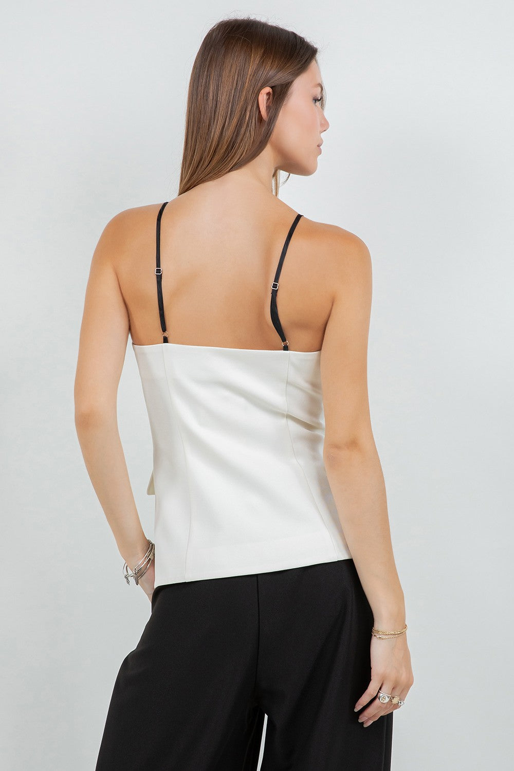 Contrast Soft Woven Combo Button Down Vest Top