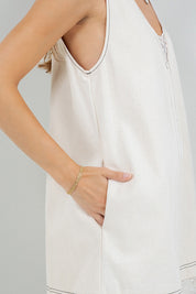 Denim Washed Contrast Lace Insert Shift Dress