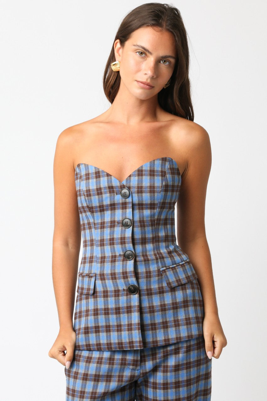 Monica Gingham Tube Top