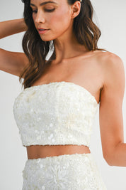 Sequin Beaded Embellished Tube Top And Skirt Set