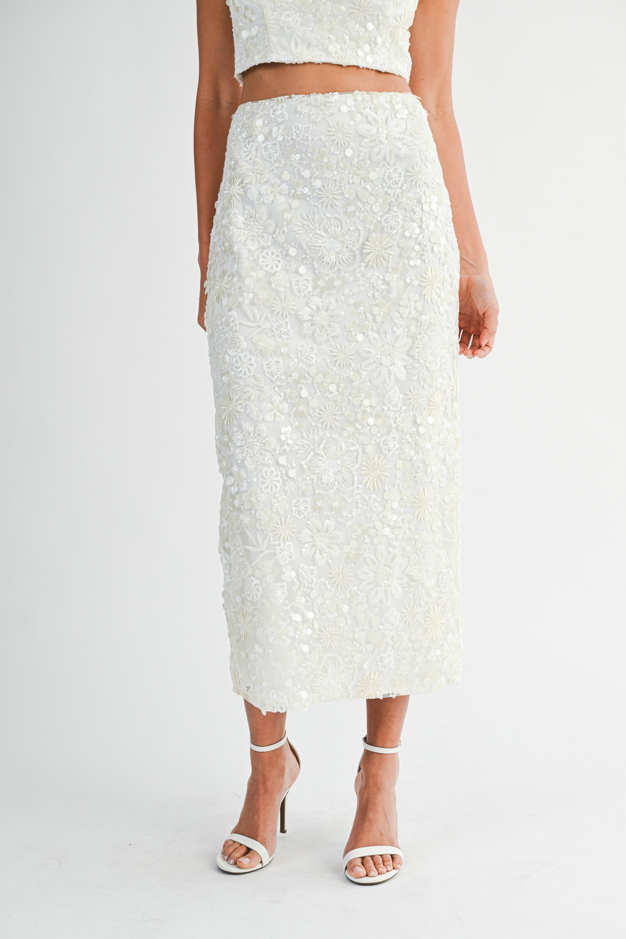 Sequin Beaded Embellished Tube Top And Skirt Set