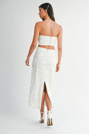 Sequin Beaded Embellished Tube Top And Skirt Set