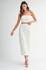 Sequin Beaded Embellished Tube Top And Skirt Set