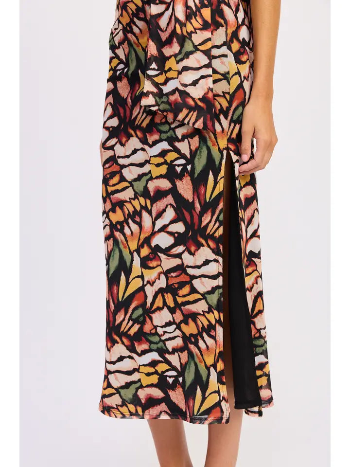 Butterfly Maxi Mesh Dress With Scarf Detail