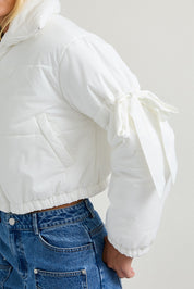 Puffer Jacket With Satin Ribbon On The Sleeve