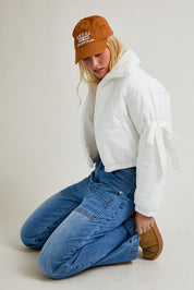 Puffer Jacket With Satin Ribbon On The Sleeve