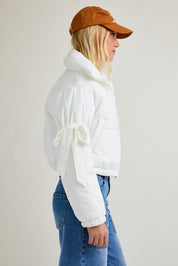 Puffer Jacket With Satin Ribbon On The Sleeve