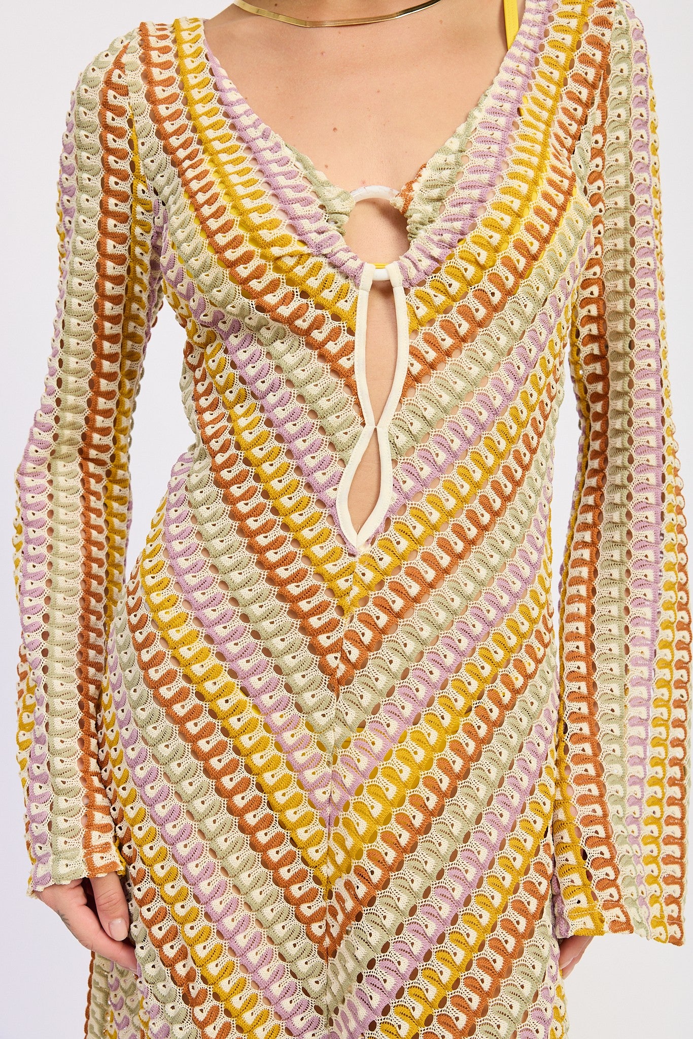 Maxi Long Sleeve Crochet Dress