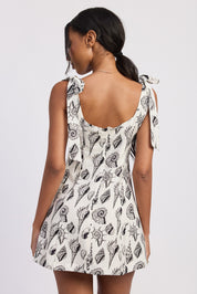 Sqaure Neck Fitted Mini Dress With Tie Straps