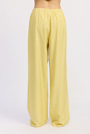 Yellow Striped Loose Pants With Waist Drawstring