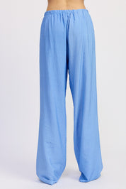 Blue Striped Loose Pants With Waist Drawstring