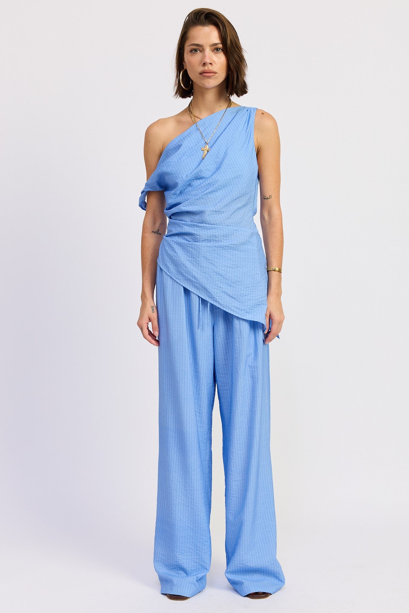 Blue Asymmetrical Tunic Top