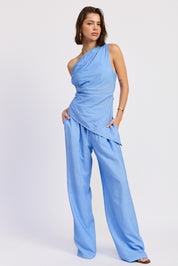 Blue Asymmetrical Tunic Top