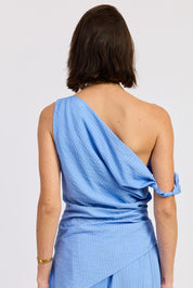 Blue Asymmetrical Tunic Top