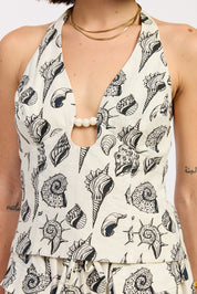 Beaded Cutout Halter Top