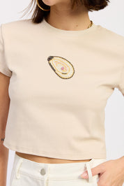 Oyster Embroidered Baby Tee
