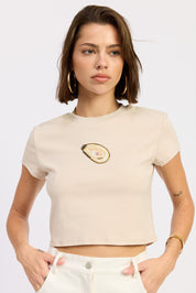 Oyster Embroidered Baby Tee