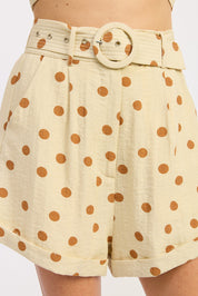 Cuffed Hem Belted Shorts