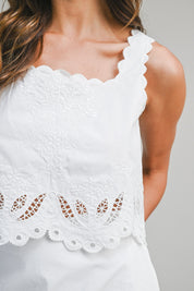 Embroidered Sleeveless Crop Top And Mini Skirt Set