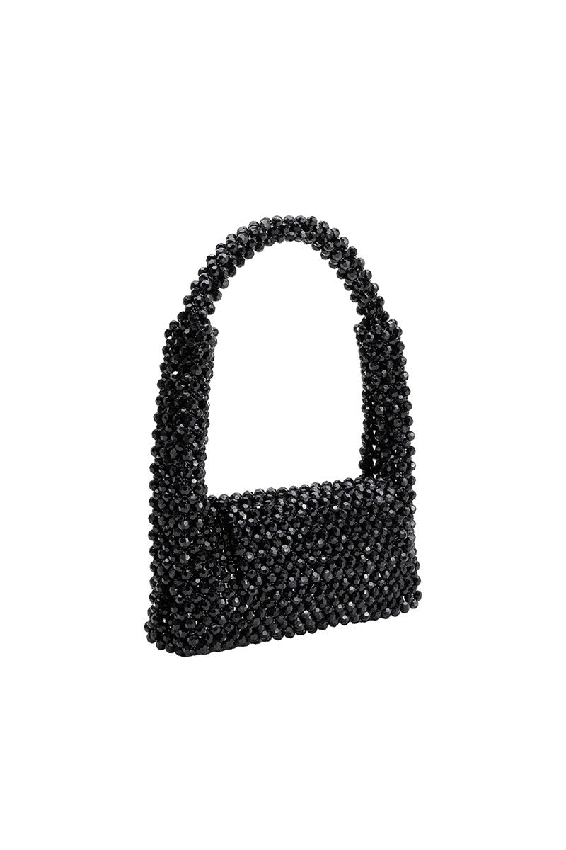 Tawny Black Beaded Top Handle Bag