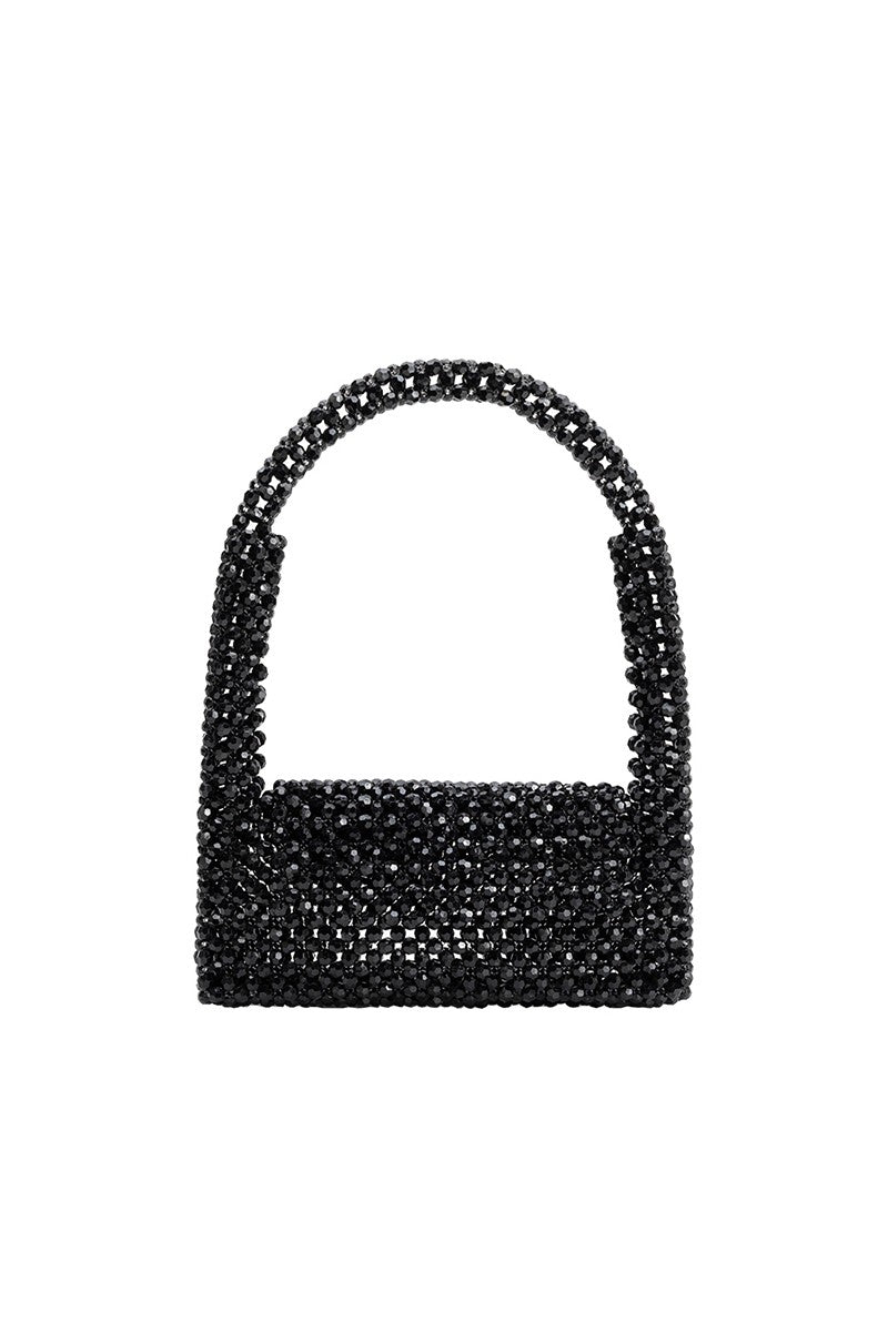 Tawny Black Beaded Top Handle Bag