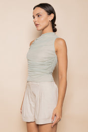 Ruched Mesh Tank Top