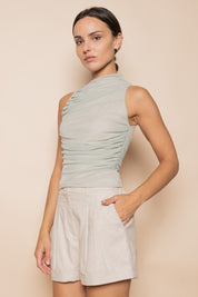 Ruched Mesh Tank Top