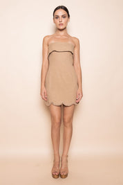 Strapless Scallop Fringe Trim Mini Dress