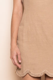 Strapless Scallop Fringe Trim Mini Dress