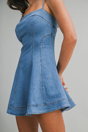 Denim Adjustable Spaghetti Strap Mini Dress