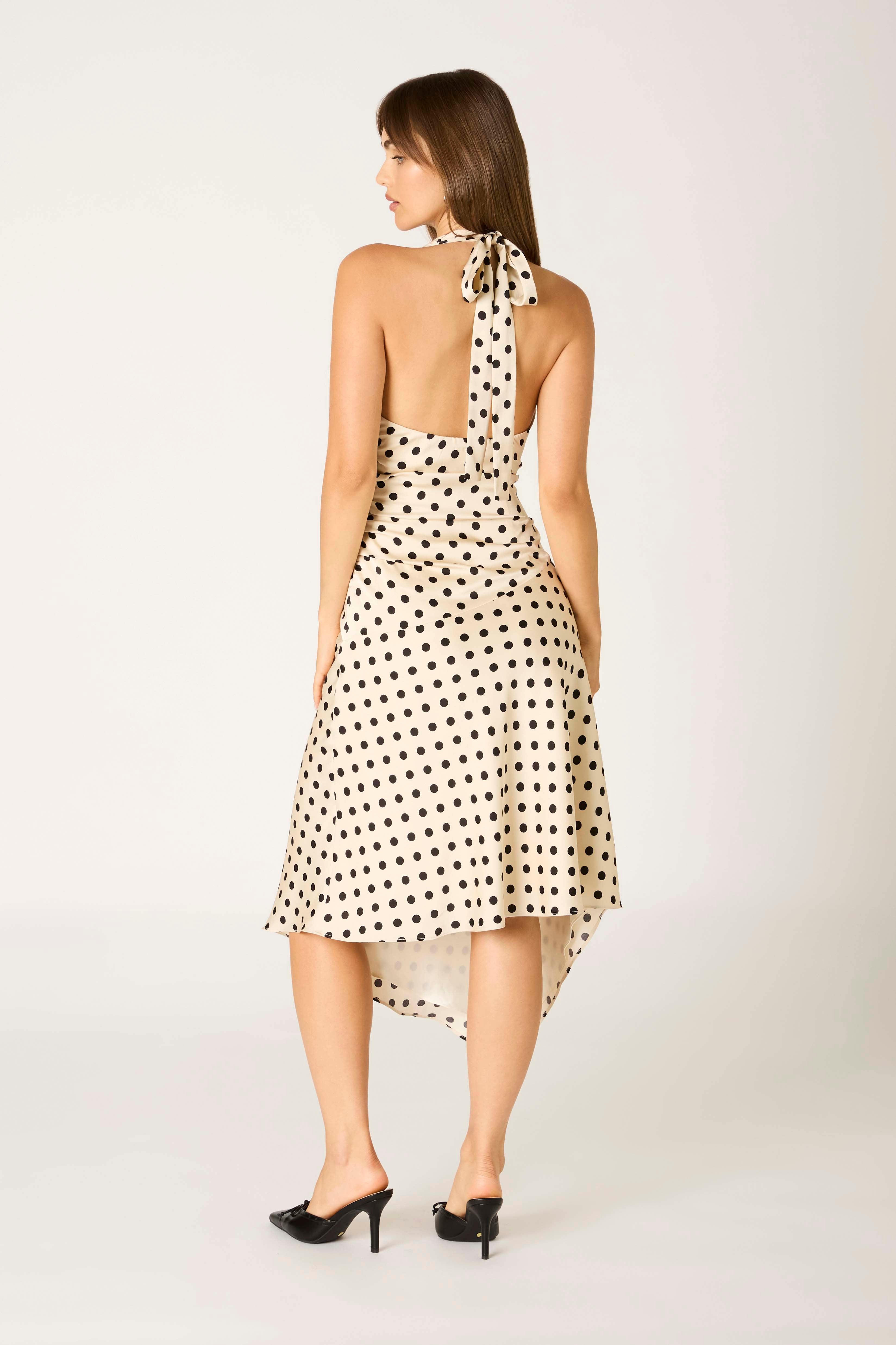 Halter Polka Dot Midi Dress