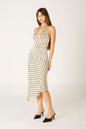 Halter Polka Dot Midi Dress