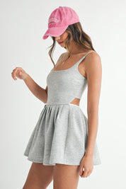 Grey Soft Scuba Back Cut Out Romper