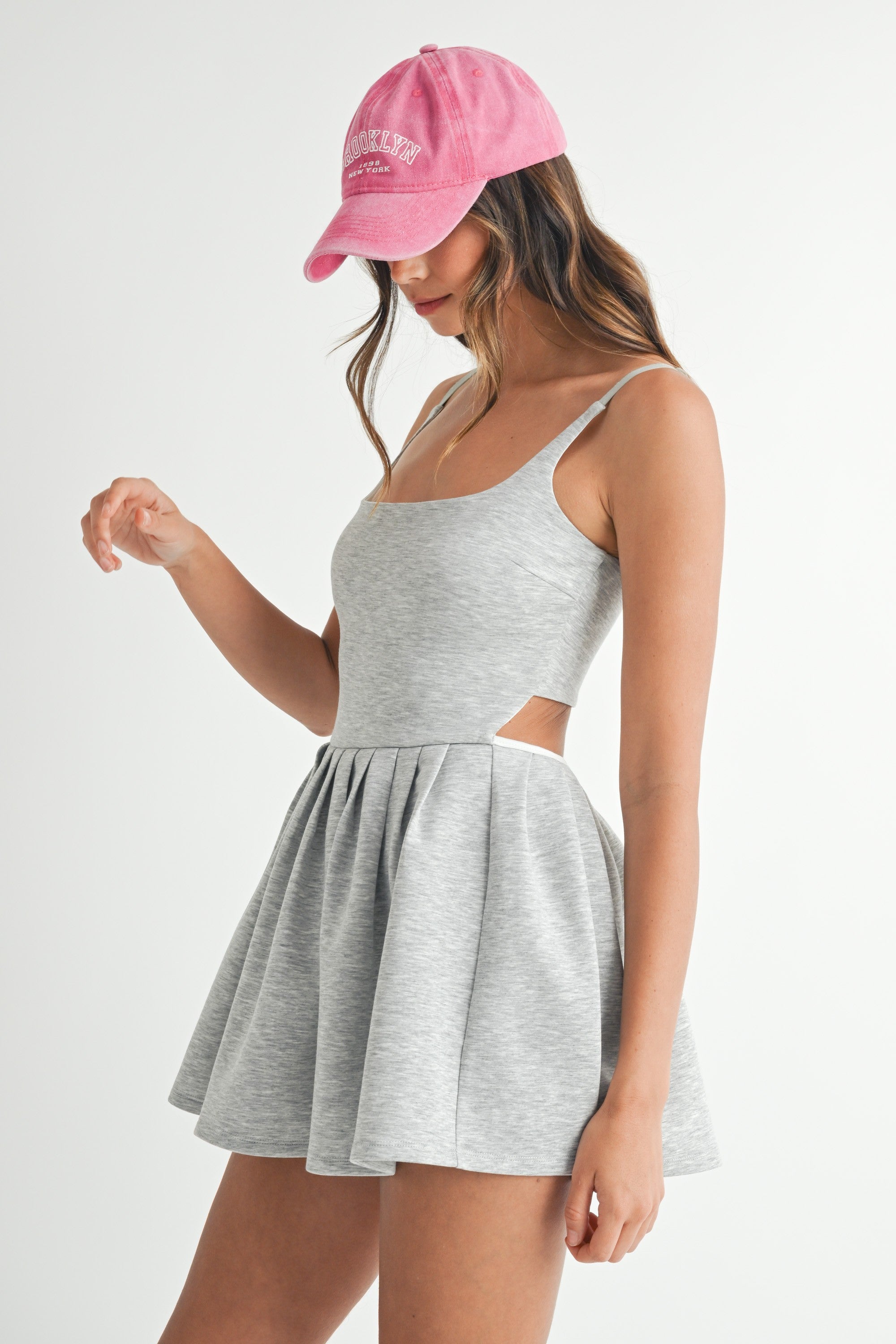 Grey Soft Scuba Back Cut Out Romper